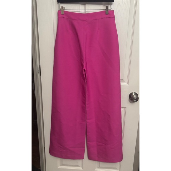 NEW Sezane | Editions Tymo Wide Leg Trousers in Hot Pink Wool Blend Sz 6/38 - Picture 3 of 11